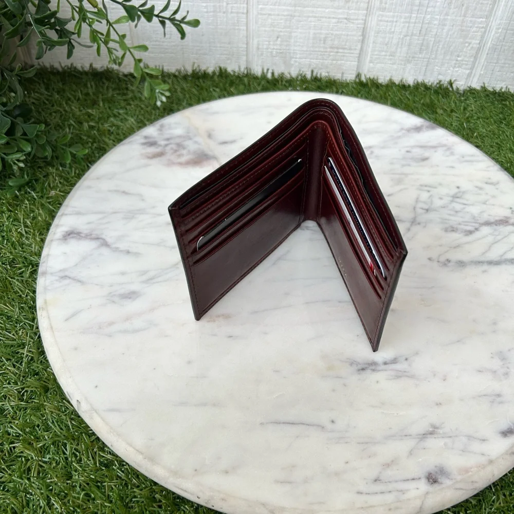 Bosca Leather Card Holde -BOSCA $185 DOLCE ITALIA Italian Made Color: Dark Brown